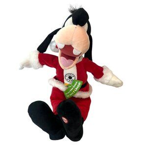 Hallmark Goofy Disney Totally Ticklish Plush Animated Santa Christmas Works NWOT
